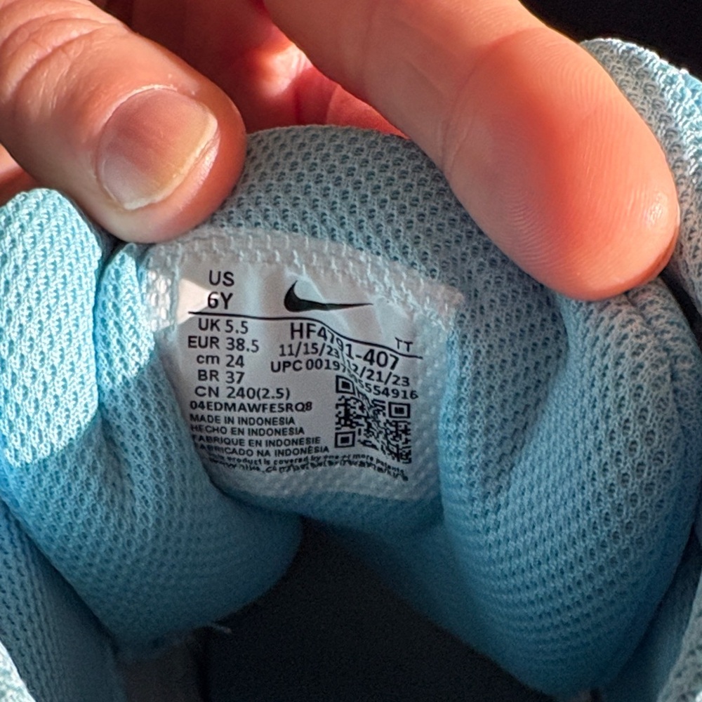 Nike Kids Light Blue and Orange High-Top Sneakers - Picture 2 of 7